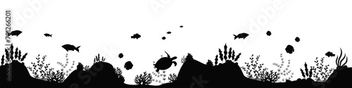 Sea underwater silhouette background vector illustration