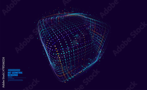 Cyber Cube Geometric Vector Background. Abstract HiTech Background with 3D Cube. HUD Design Element. Information Data Processing Concept. Cloud Data Transfer. Vector Illustration.