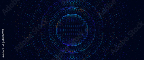 Abstract 3D Spheres Inside Bigger Spheres. Futuristic Technology Style. Vector Illustration. Futuristic Astronomy Science Abstract Solar System Tech HUD Backdrop.