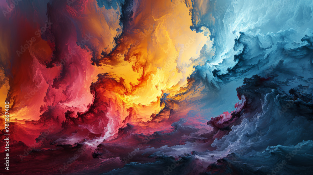 Abstract fiery and icy artistic clash in a fractal illustration Abstract fiery and icy artistic clash in a fractal illustration