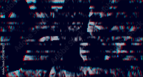 Colorful Glitch Screen Effect Background. Abstract Digital Pixel Dots Noise Glitch Error. Overlay Texture Pixel Sorting Effect Illustration. Vector Illustration.