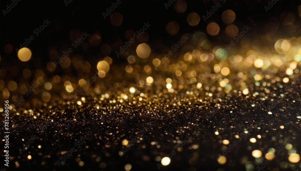 abstract background with golden glitter effects on black background golden glitter for overlay in graphic art golden light in bokeh effect