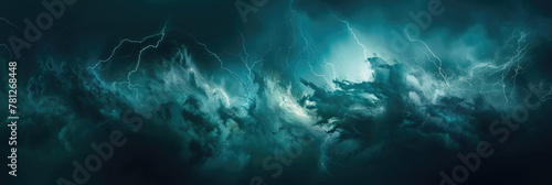 A striking painting depicting a tumultuous storm gathering in the sky, with dark clouds swirling and lightning crackling