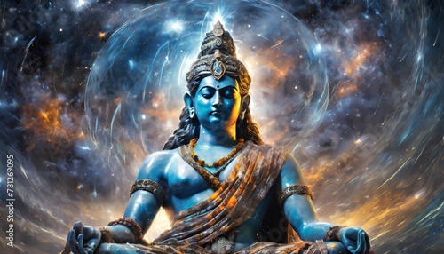 lord shiva in a transcendental spiritual image against the background of the cosmos mahamaya gurudeva electronic art generative ai generative ai photo