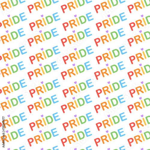 Color vector illustration with a seamless pattern on the theme of lgbt. Pride month, rainbow, heart, lettering
