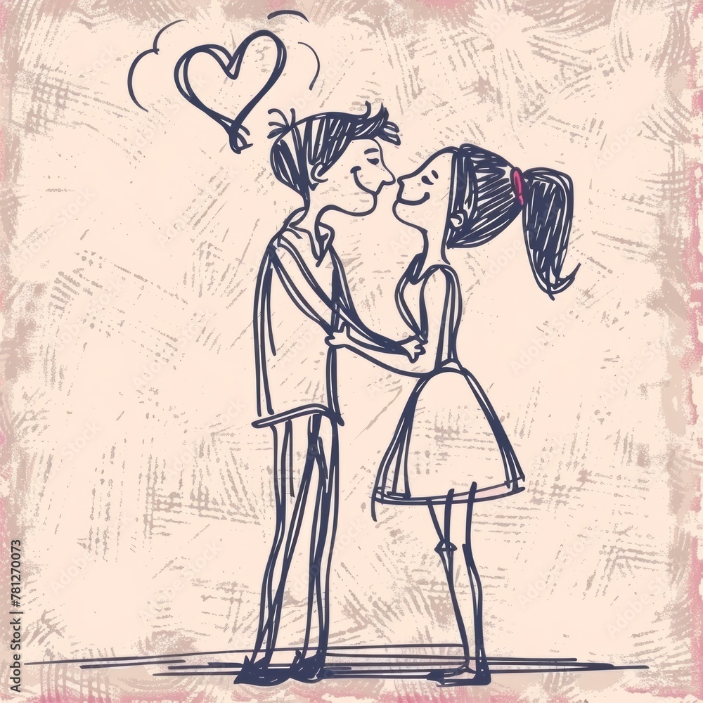 Obraz premium Couple in love together, valentine sketch