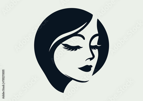 Shy timid woman. Outline illustration of portrait