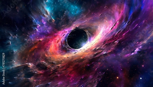 black hole in outer space colorful abstract space background sci fi illustration generative ai