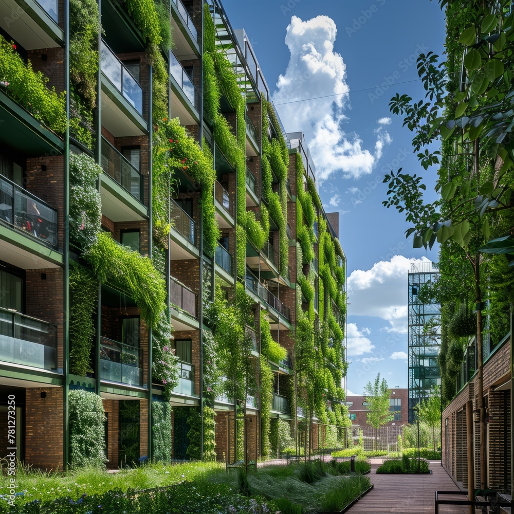 Fototapeta premium using vertical green spaces integrated into urban landscapes with technology