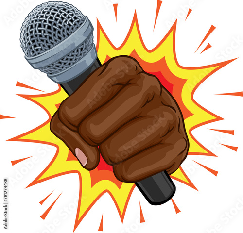 Microphone Fist Hand Explos...