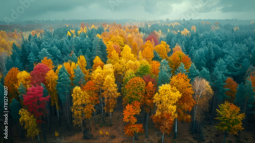 Autumn landscape  Colorful deciduous forests in the golden season