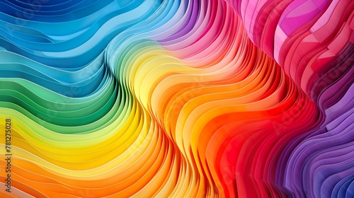 This image showcases a stunning array of vibrant rainbow waves creating a mesmerizing abstract pattern © Damerfie