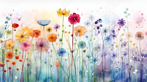Whimsical wildflowers depicted in watercolor, conveying a sense of joy, freedom, and the beauty of nature
