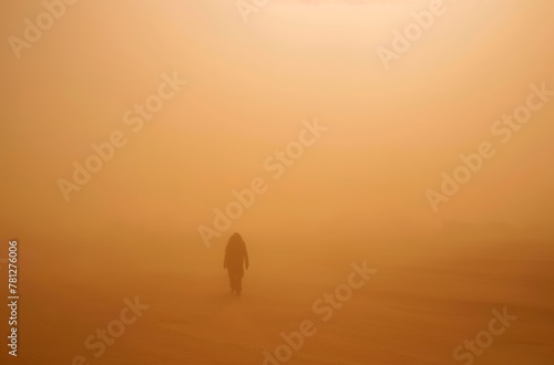 A lonely figure in a sandstorm