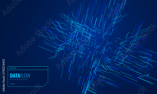 Blockchain Technology Background. Big Data Flow Block Validation in the Blockchain Concept. Abstract 3D Lines. Vector Illustration.