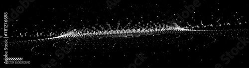 Abstract Black Hole Background. Concentric Circle Rings Vortex in Space. Universe and Starry Concept. Minimal Art Style Vector Space Illustration.