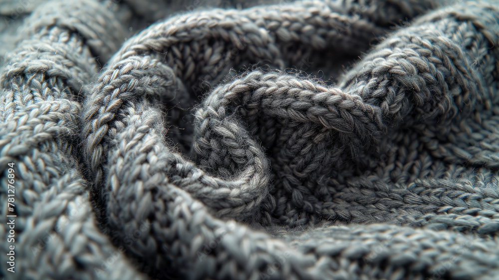 Close-up of grey knitted fabric. Close-up of grey knitted fabric.