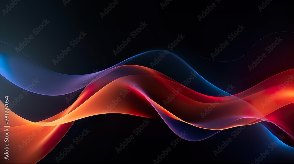 A striking abstract representation of red and blue waves intersecting, symbolizing harmony and contrast A striking abstract representation of red and blue waves intersecting, symbolizing harmony and contrast