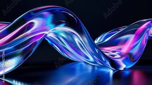 Futuristic Iridescent Flow: Abstract Digital Art on Dark Background