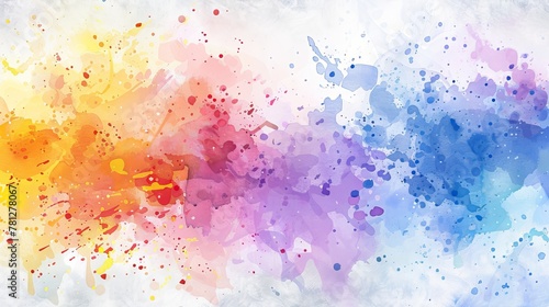 Splatters of colorful color on a watercolor texture...
