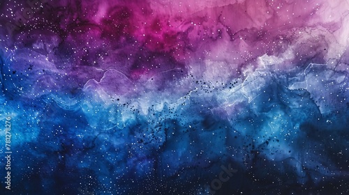 Abstract galaxy background on textured watercolor paper with a Starry Night Sky Aurora Borealis in the background
