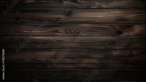 A detailed photography showcasing rich textures of dark wooden planks with natural grain patterns photo