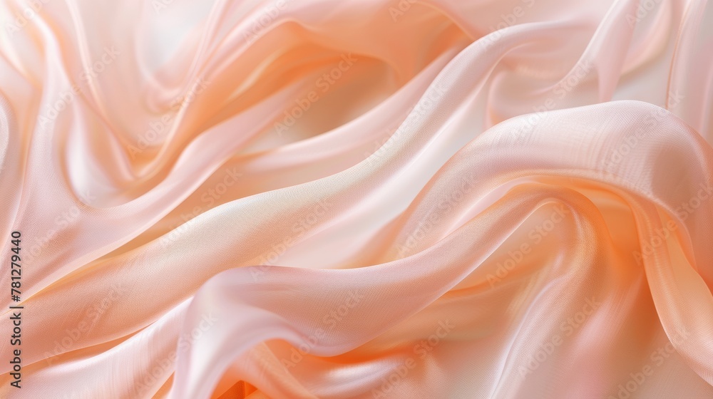 silk fabric background, silk texture, color of the year PANTONE 13-1023 Peach Fuzz silk fabric background, silk texture, color of the year PANTONE 13-1023 Peach Fuzz