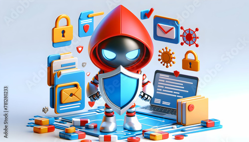 3D Cyber Sentinel icon: Be vigilant in the fight against phishing with your reliable ally in cyberse photo