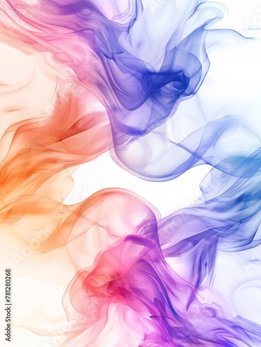 A vivid portrayal of smoke blending, with bold pink and blue hues creating a lively and energetic abstract image.