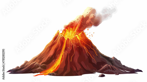 an illustration of a volcano erupting lava