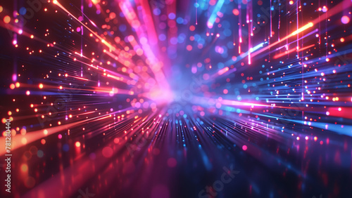 Wallpaper Mural Vibrant Connectivity: Neon Colors Illuminate Abstract Fiber Optic Transmission Torontodigital.ca