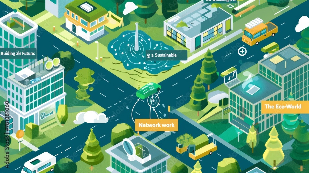Building a Sustainable Future: The Eco-World Network envisions an interconnected ecosystem fostering collaboration for eco-friendly initiatives. A digital platform showcasing innovative projects 
