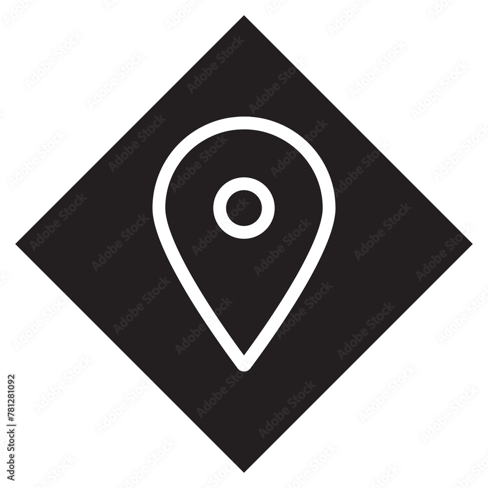 Location icon vector. Pin logo design. Pointer vector icon illustration in rhombus isolated on white background Location icon vector. Pin logo design. Pointer vector icon illustration in rhombus isolated on white background
