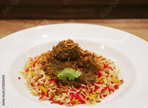 Flavorful Beef Stew on Spiced Mandi Basmati Rice