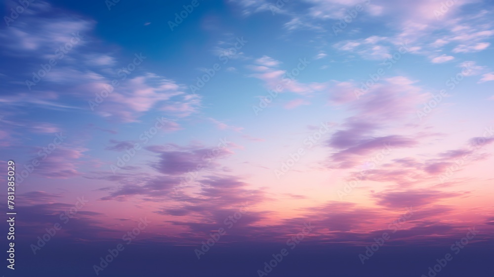 A calming display of fluffy clouds adorned with soft pink and purple hues
