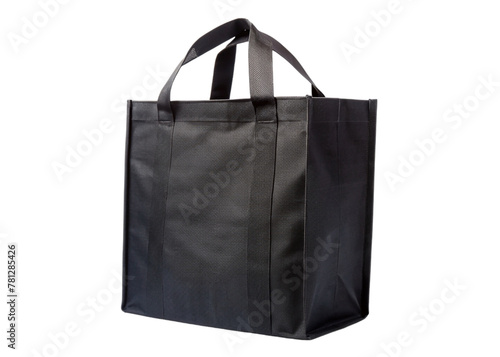 Black fabric shopping bag isolated on transparent background
