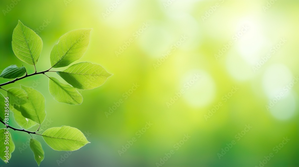 Soft morning light creates delicate shadows and highlights over a branch of green leaves Soft morning light creates delicate shadows and highlights over a branch of green leaves
