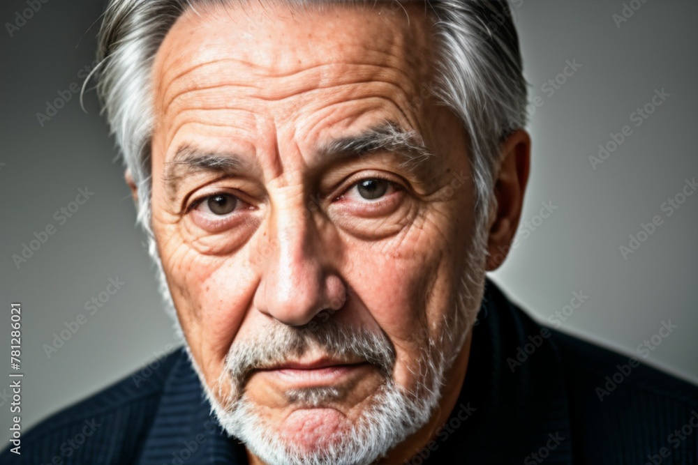 Portrait of a charismatic elderly man on a gray background Portrait of a charismatic elderly man on a gray background