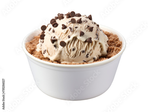 Chocolate Chip Frozen Yogurt isolated on transparent png background. Generative ai