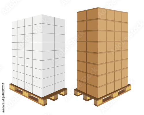 Boxes Arranged on Shipping Palletes Vector