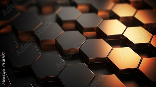 The image presents a close-up of a dark honeycomb surface with selective focus, revealing subtle glows and a sense of depth photo