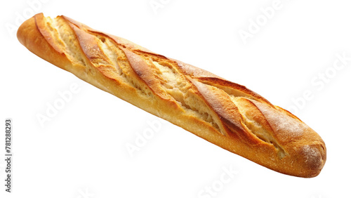French bread baguette isolated on transparent background