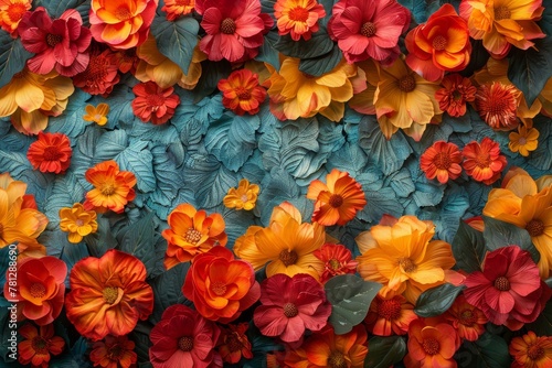 Assorted Flowers Arranged on Wall