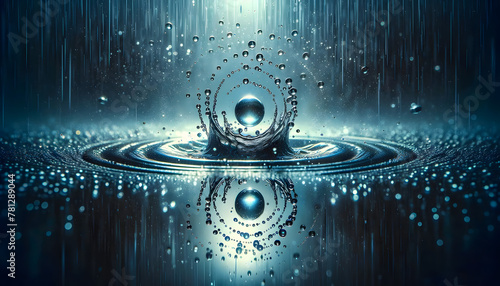 Photographie macro de l'Impact d'une goutte d'eau: pureté et ondulation sur une surface liquide