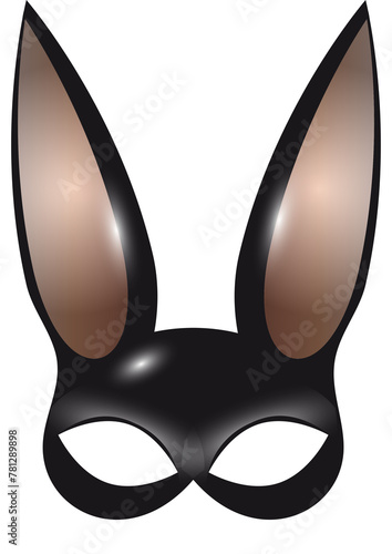 geheimnisvolle Hasen Maske mit großen Hasen Ohren in schwarz
