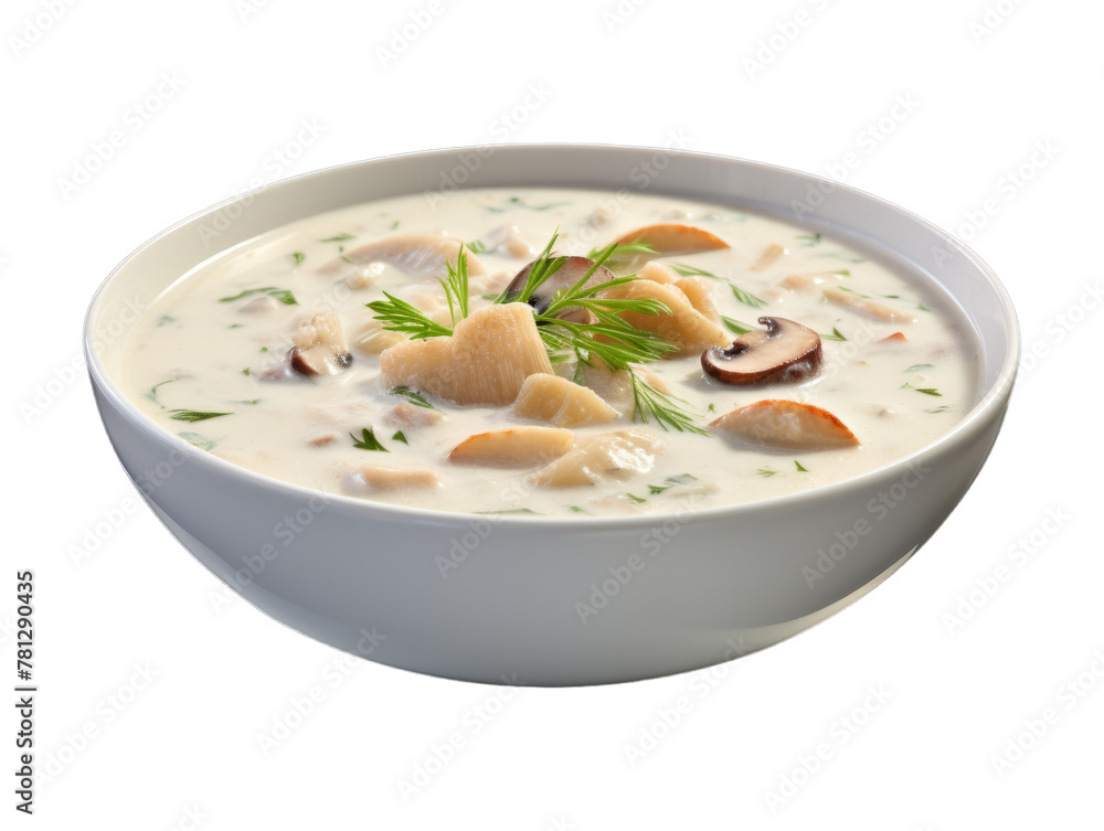 Clam Chowder isolated on transparent png background. Generative ai Clam Chowder isolated on transparent png background. Generative ai
