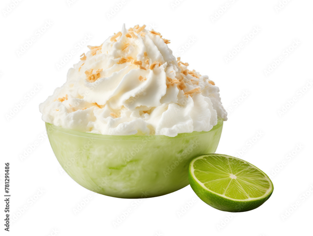 Coconut Lime ice cream isolated on transparent png background. Generative ai Coconut Lime ice cream isolated on transparent png background. Generative ai