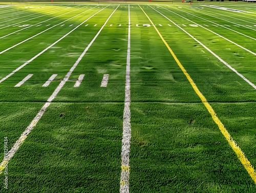 Close up The lines of a football field