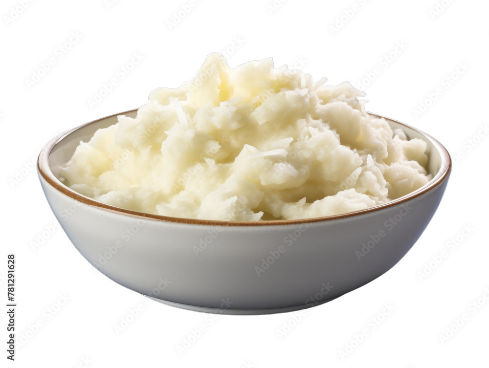 Coconut Mashed Potatoes isolated on transparent png background. Generative ai Coconut Mashed Potatoes isolated on transparent png background. Generative ai