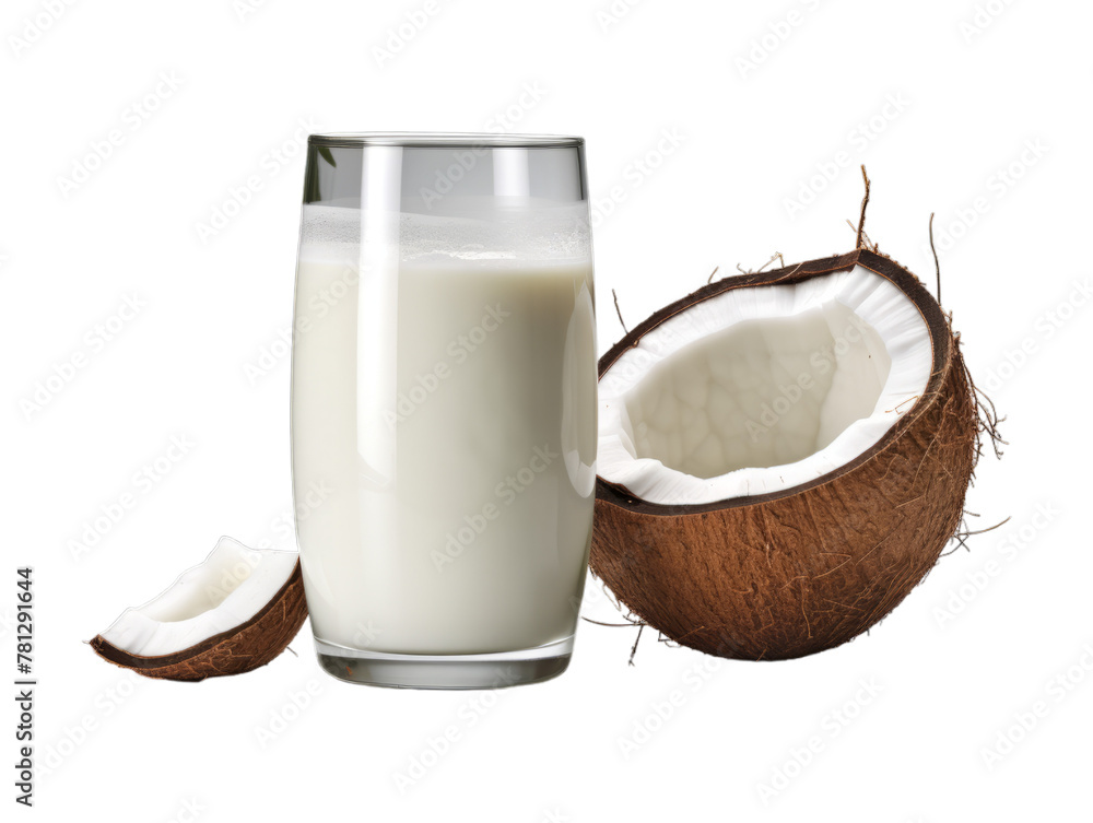 Coconut Milk isolated on transparent png background. Generative ai Coconut Milk isolated on transparent png background. Generative ai